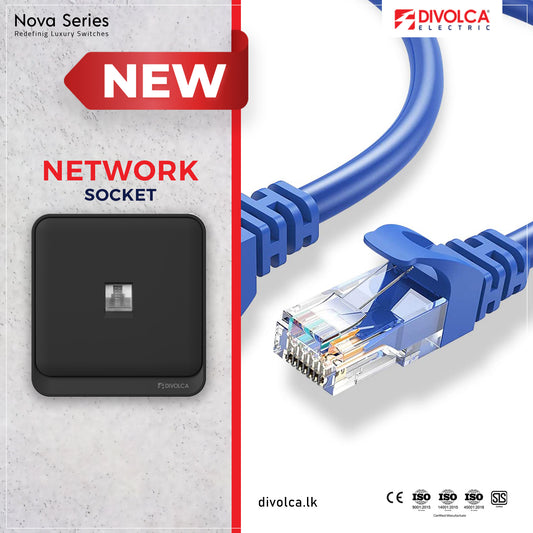 Divolca Nova Series 1-Way Network Socket Black – Secure & Reliable - DP1529