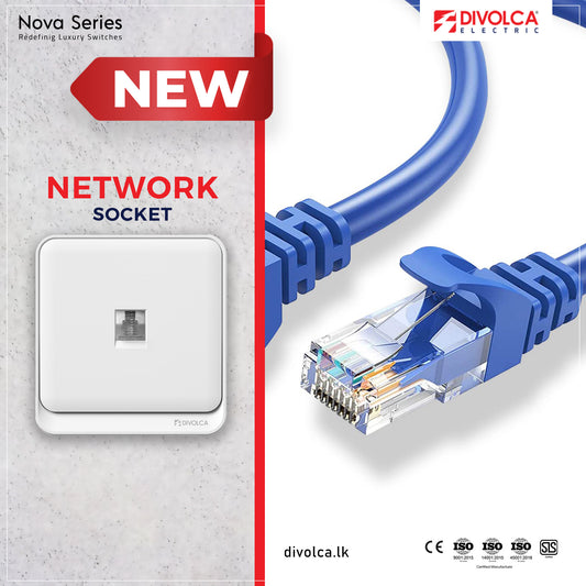 Divolca Nova Series 1-Way Network Socket – White | Sleek & Durable Design - DP1514