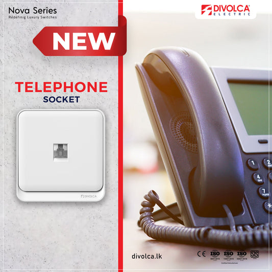 Divolca Nova Series 1 Way Telephone Socket – White | Modern Design - DP1513