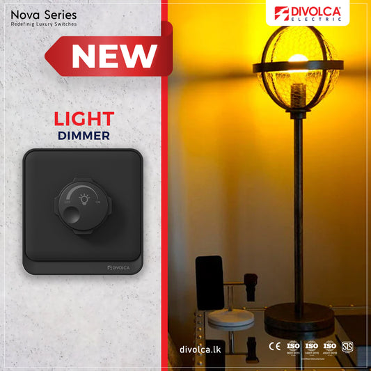 Divolca Nova Series 500W Light Dimmer Black – Elegant LED Dimmer Switch - DP1526