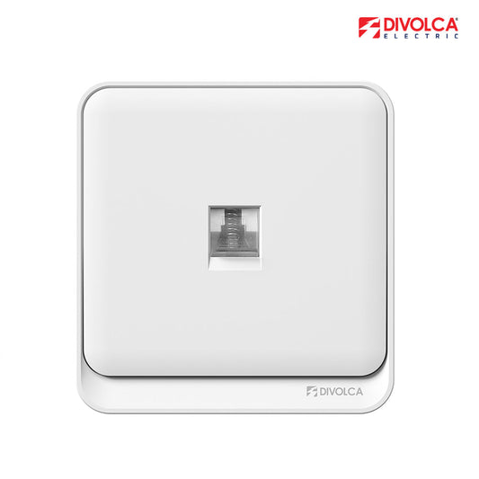 Divolca Nova Series 1-Way Network Socket – White | Sleek & Durable Design - DP1514