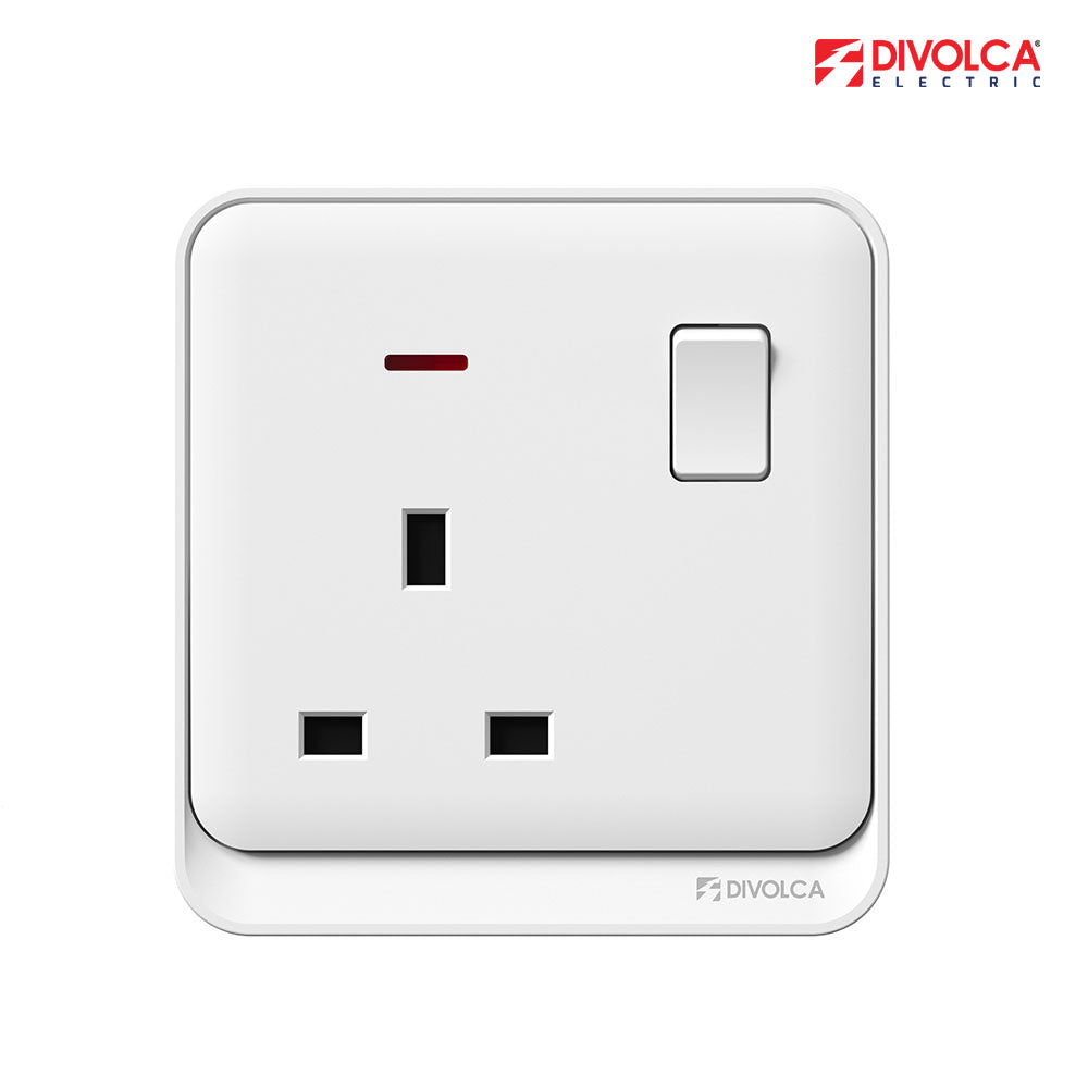 Divolca Nova 13A Socket Outlet with Indicator White – Sleek & Safe - DP1509