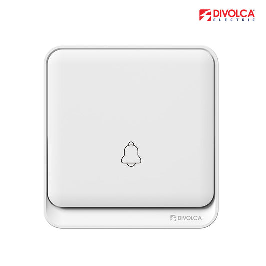 Divolca Nova Series 1 Gang Bell Switch - White, Sleek & Modern - DP1505