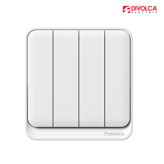 Divolca Nova Series 4-Gang 1-Way Switch White – Sleek Modern Design - DP1504