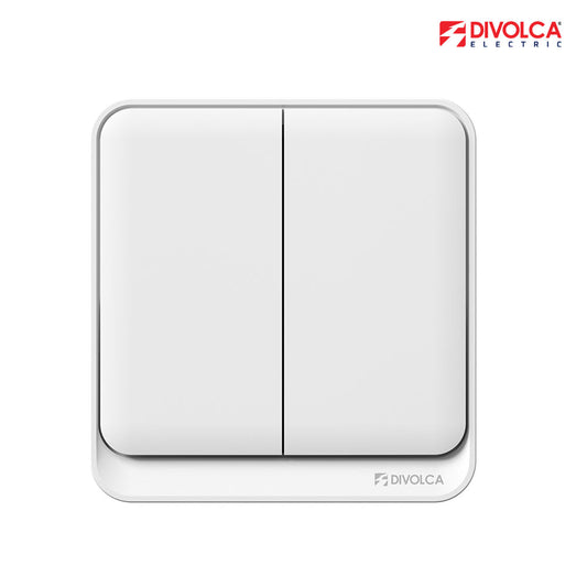 Divolca Nova Series 2 Gang 1 Way Switch – White | Durable & Sleek Wall Light Switch - DP1502