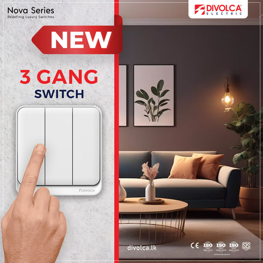 Divolca Nova Series 3 Gang White Switch – Sleek Modern Design - DP1503