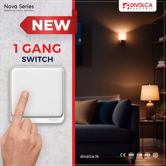 Divolca Nova Series 1 Gang 1 Way Switch White – Sleek & Durable Wall Switch - DP1500