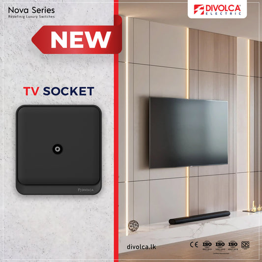 Divolca Nova Series 1 Way TV Socket Black – Elegant Design & Quality - DP1527