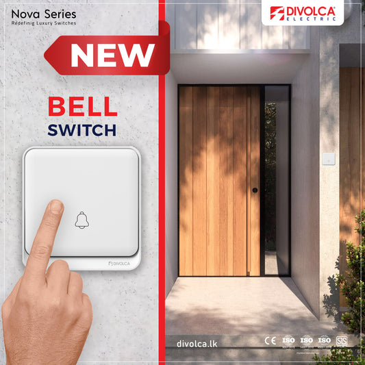 Divolca Nova Series 1 Gang Bell Switch - White, Sleek & Modern - DP1505