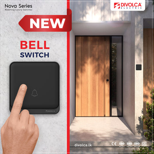 Divolca Nova Series Sleek Black Bell Switch – Modern & Durable Electric Fitting - DP1520