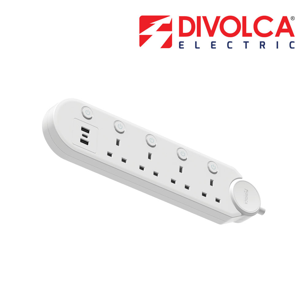 Divolca 13A 4-Way Extension Cord with USB & Type C Ports 3 Meters - DP1026