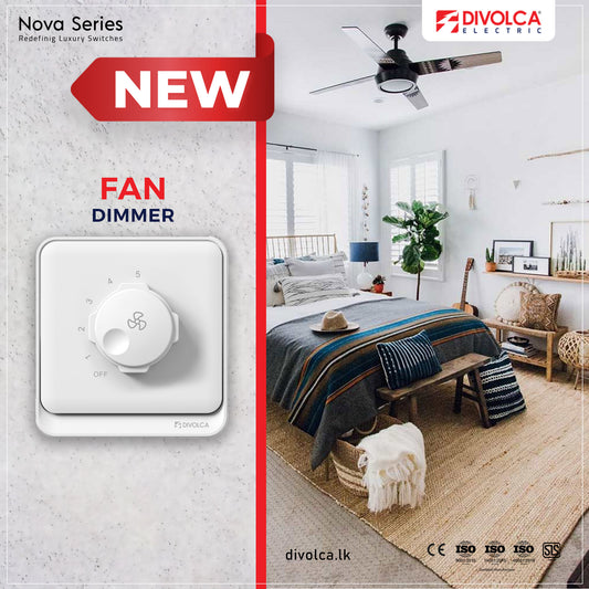 Divolca Nova Series 5 Step 500W Fan Dimmer Switch White - DP1510
