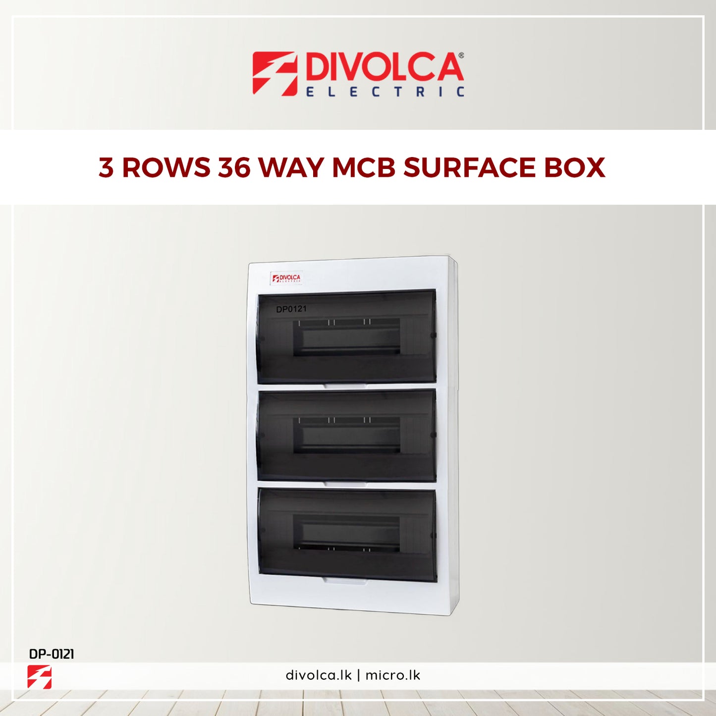 Divolca MCB Surface Box 3 Rows 36 Way - DP0121