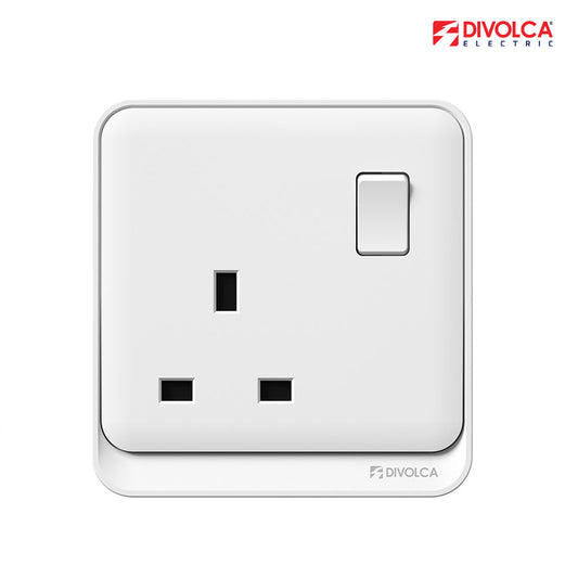 Divolca Nova Series 13A White Socket Outlet – Sleek & Durable - DP1508