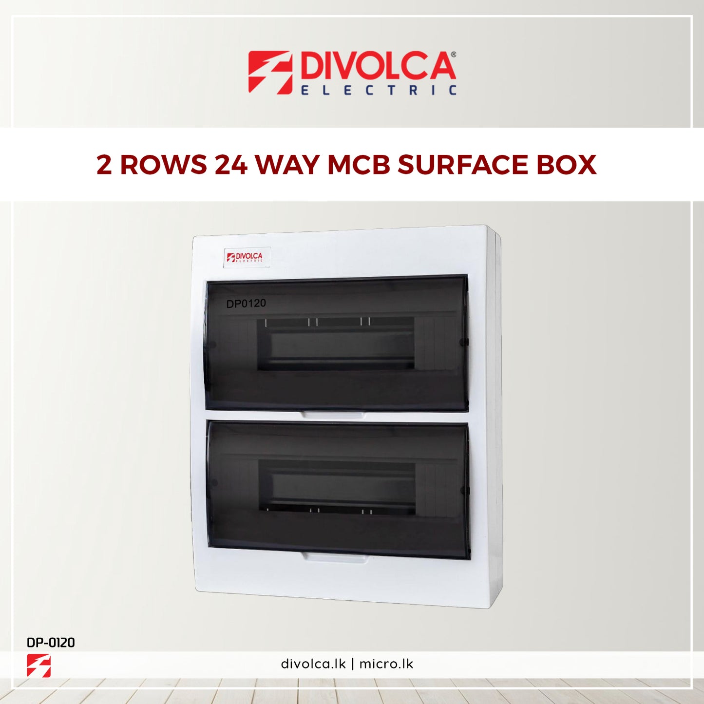 Divolca MCB Surface Box 2 Rows 24 Way - DP0120